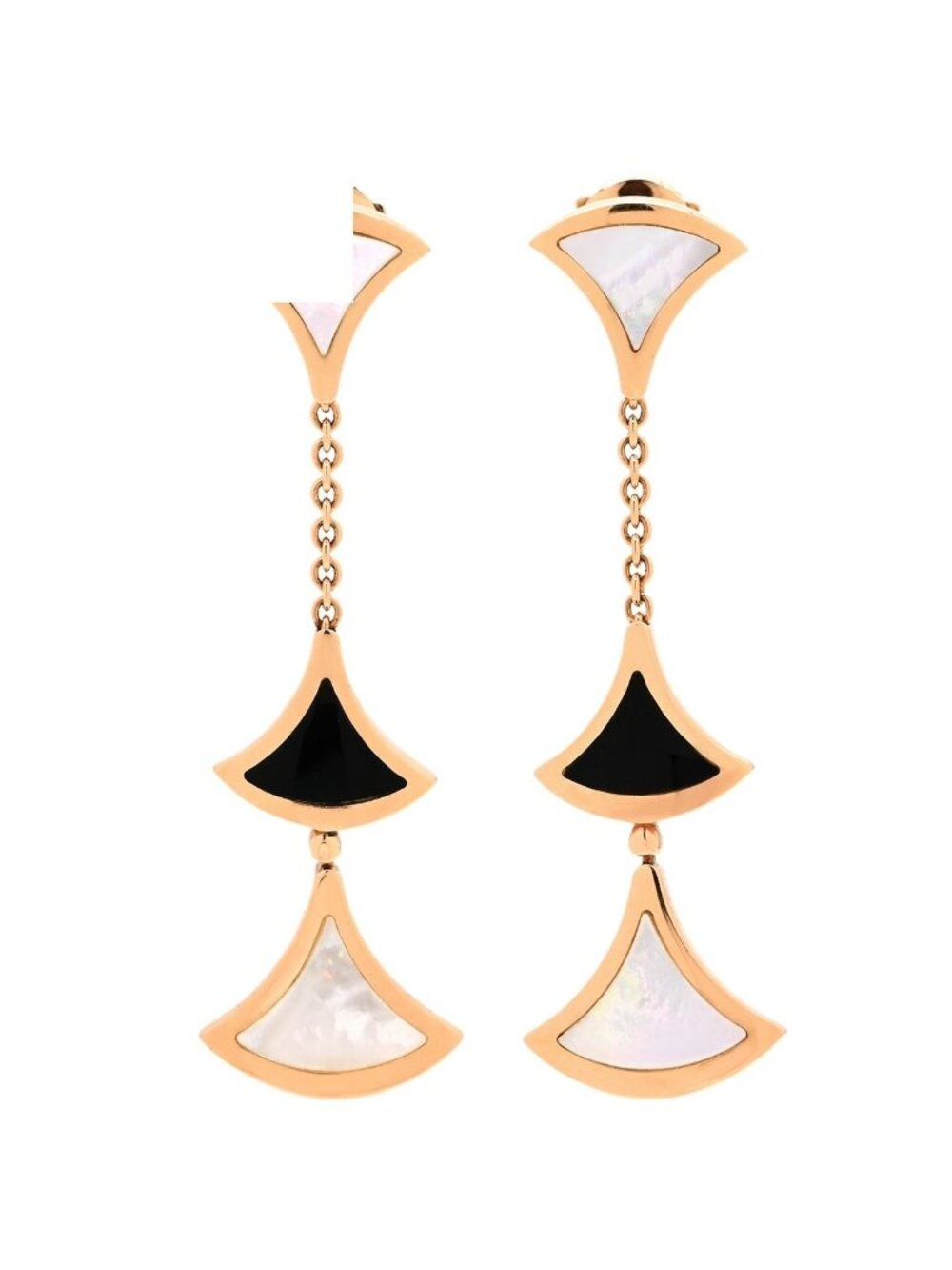 Bvlgari Earrings Diva's Dream White Black Pink Gold 18 Drop Swing